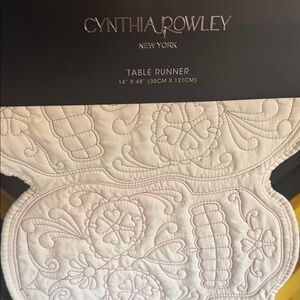 Cynthia Rowley Cream Table Runner with Subtle Pink Stitching